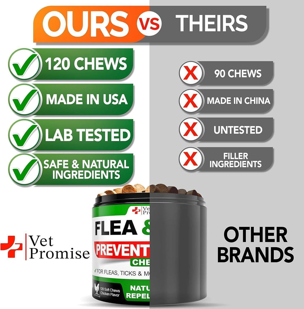 (2 Pack) Flea and Tick Prevention for Dogs Chewables