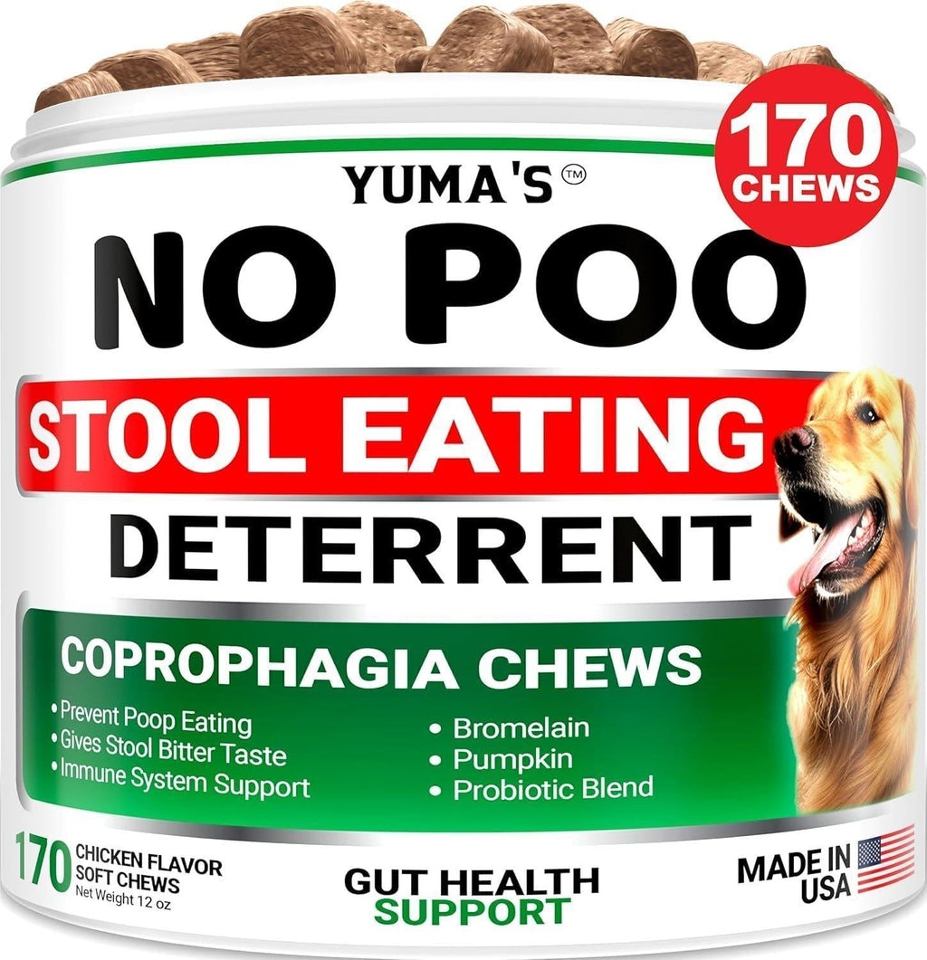 No Poo Chews for Dogs   170 Ct   Coprophagia No Poop Eating Deterrent for Dogs   Stop Eating Poop for Canine   Probiotics & Digestive Enzymes Supplement   Made in USA
