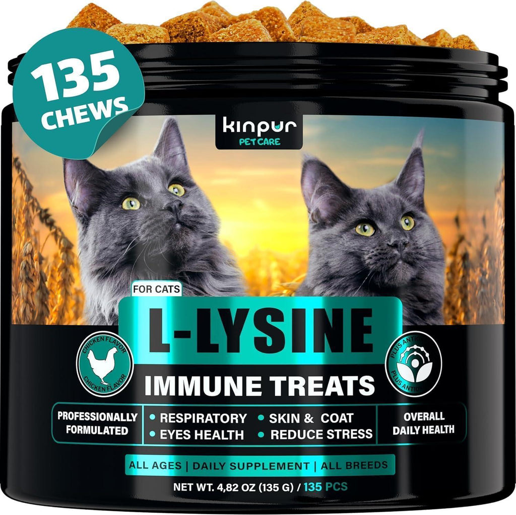 Lysine Cat Treats – Immune Support for Cats – Promotes Respiratory Health and Eye Function – Fortified with Vitamin B Calcium and Protein