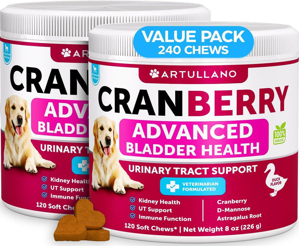 Dog UTI Treatment   Cranberry Supplement and Bladder Control for Dogs   UTI Chewable Treats (2 Pack)   240 Chews for Kidney Support   Bladder Stones   Urinary Tract Infection Incontinence Treatment