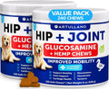 Hemp Hip and Joint Supplement for Dogs   Glucosamine for Dogs Joint Pain Relief   MSM   Mobility Support   Hemp Chews with Chondroitin   Canine Cartilage Health   240 Chewable Soft Treats (2 Pack)
