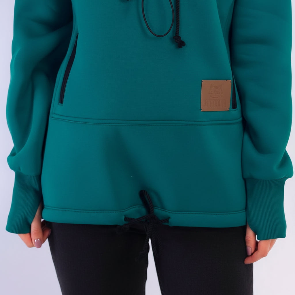 Forest Green Carrier Hoodie for Pet Owners: Professional Cats Clothing