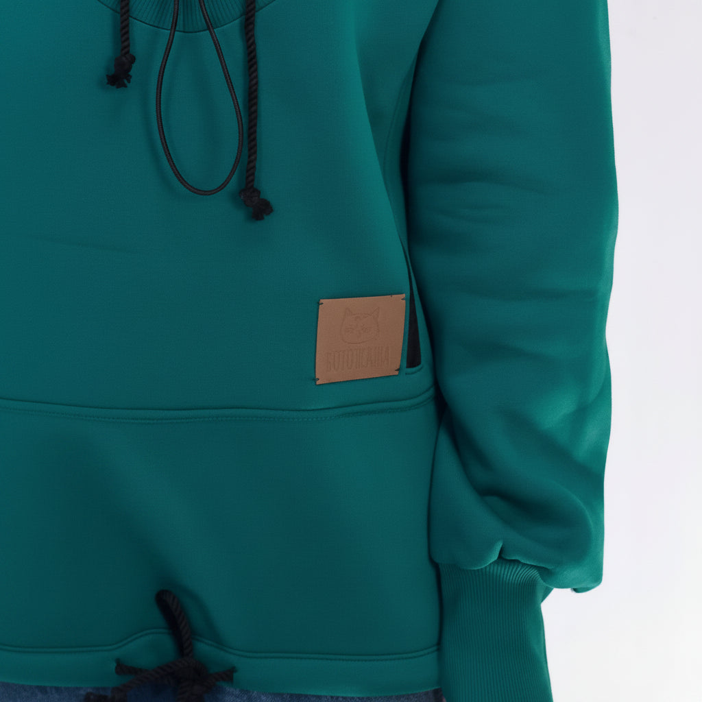 Forest Green Carrier Hoodie for Pet Owners: Professional Cats Clothing