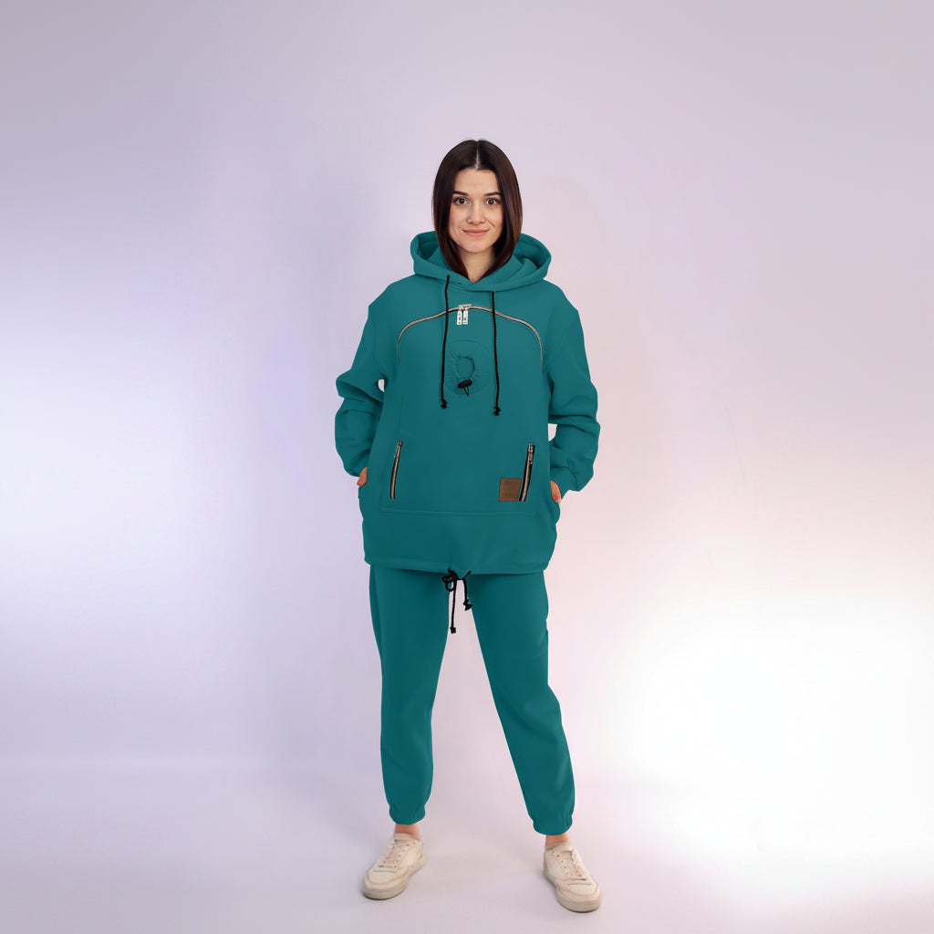 Forest Green Carrier Hoodie for Pet Owners: Professional Cats Clothing
