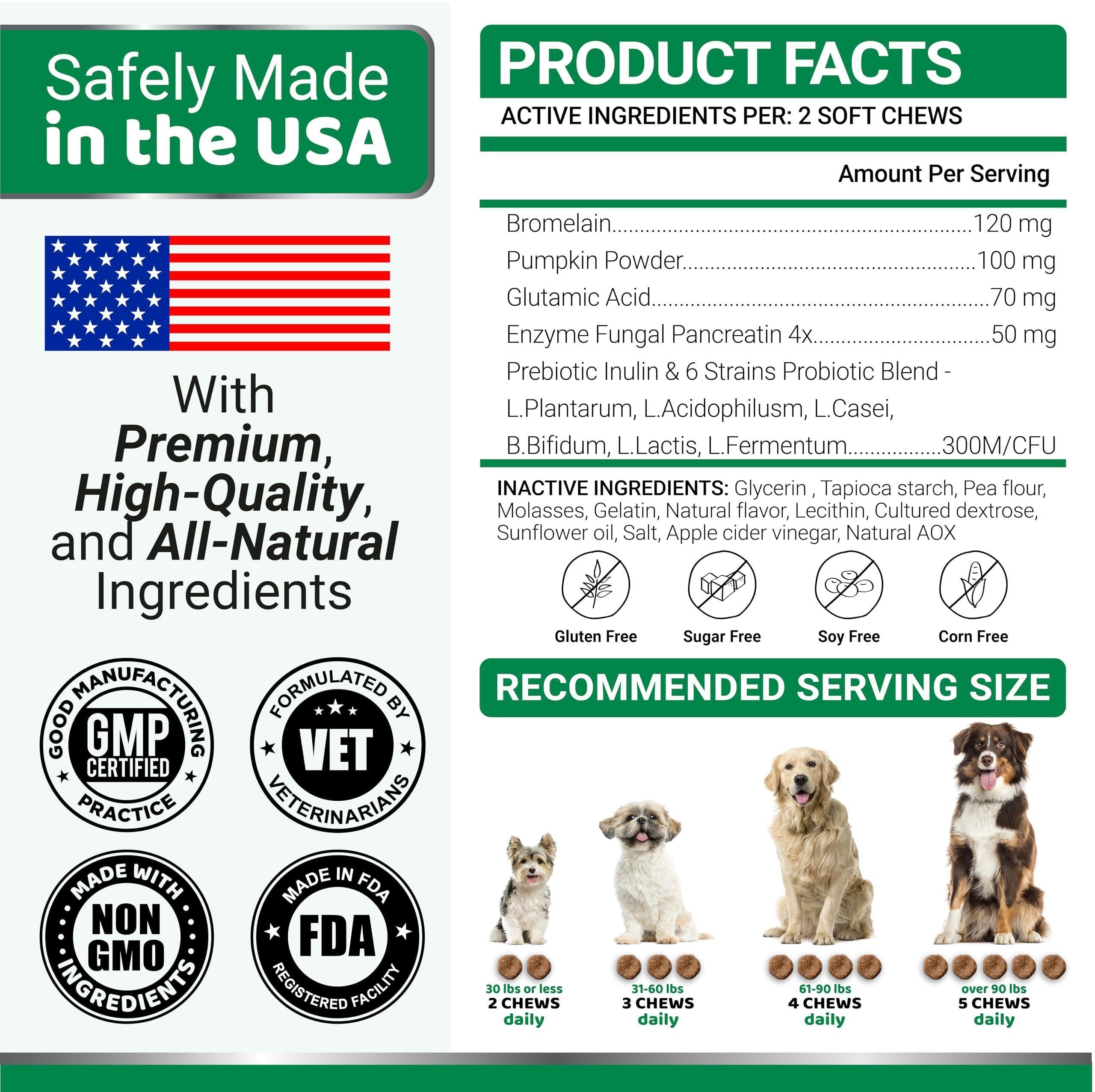 No Poo Chews for Dogs   170 Ct   Coprophagia No Poop Eating Deterrent for Dogs   Stop Eating Poop for Canine   Probiotics & Digestive Enzymes Supplement   Made in USA